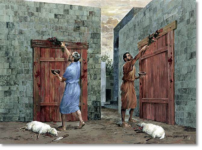 blood of the lamb on the doorway of their house. (graphic copyright New Tribes Mission; used by permission.)