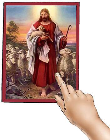 She pointed to the picture in a small frame next to her